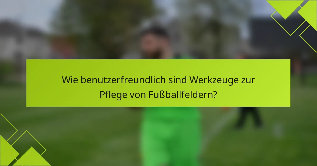 Wie benutzerfreundlich sind Werkzeuge zur Pflege von Fußballfeldern?